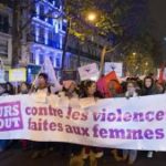 Women demonstrating against the acquittal of a rapist. Paris 8.5.2018